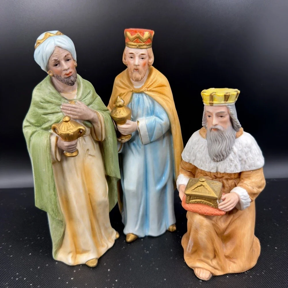 Homco Three Wise‎ Men Nativity Figurines Porcelain Christmas Magi Set of 3 Large